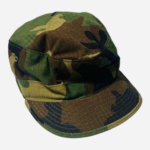 Camouflage Military-Style Cadet Cap - Green/Brown Camo